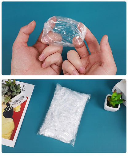 400 Pack Disposable Waterproof Ear Covers - Clear Plastic Little Shower Caps for Hair Dye, Shower, Swimming, Salon, Bathing, Travel, Daily Use