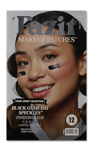 Fazit Makeup Patches - Black Game Day Speckles - Glow Up Game Day Makeup for Women - Sports Face Paint Cosmetic Glitter for Face - Cute Fan Accessories Avelisse