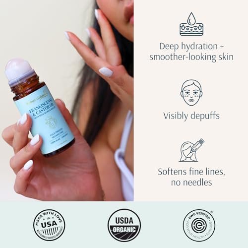 Holistic Goddess Organic Castor Oil Roll-On with Frankincense for Skin Care – Firms Fine Lines, Brightens Under-Eyes & Deeply Hydrates Avelisse