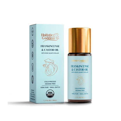 Holistic Goddess Organic Castor Oil Roll-On with Frankincense for Skin Care – Firms Fine Lines, Brightens Under-Eyes & Deeply Hydrates Avelisse