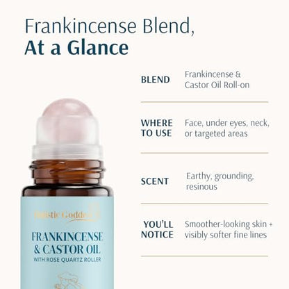 Holistic Goddess Organic Castor Oil Roll-On with Frankincense for Skin Care – Firms Fine Lines, Brightens Under-Eyes & Deeply Hydrates Avelisse