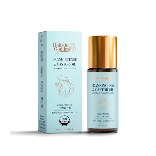 Holistic Goddess Organic Castor Oil Roll-On with Frankincense for Skin Care – Firms Fine Lines, Brightens Under-Eyes & Deeply Hydrates Avelisse