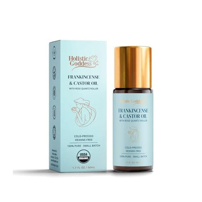 Holistic Goddess Organic Castor Oil Roll-On with Frankincense for Skin Care – Firms Fine Lines, Brightens Under-Eyes & Deeply Hydrates Avelisse