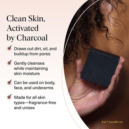 Kitsch Charcoal Soap Body Wash Bar x Star Wars Darth – Detoxifying Bar Soap with Activated Charcoal – Gently Removes Excess Oil & Impurities, Clears Pores, Firms & Moisturizes Skin – Made in USA – 4 oz