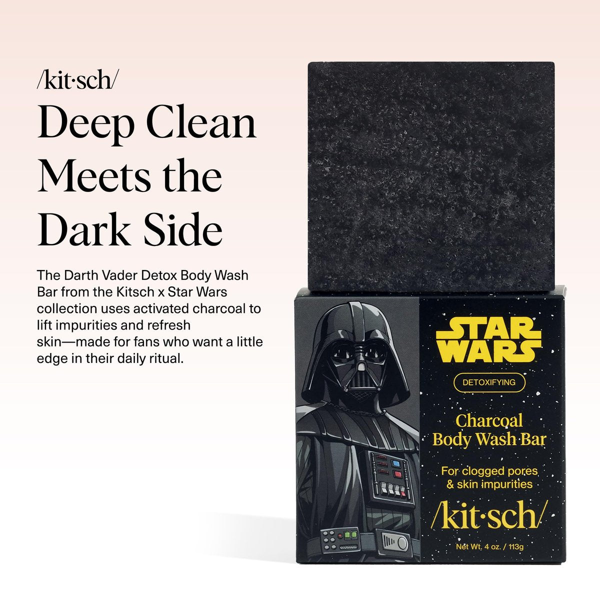 Kitsch Charcoal Soap Body Wash Bar x Star Wars Darth – Detoxifying Bar Soap with Activated Charcoal – Gently Removes Excess Oil & Impurities, Clears Pores, Firms & Moisturizes Skin – Made in USA – 4 oz - görsel 3