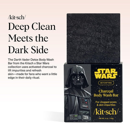 Kitsch Charcoal Soap Body Wash Bar x Star Wars Darth – Detoxifying Bar Soap with Activated Charcoal – Gently Removes Excess Oil & Impurities, Clears Pores, Firms & Moisturizes Skin – Made in USA – 4 oz