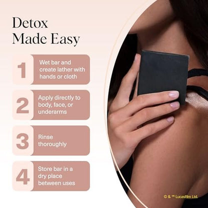 Kitsch Charcoal Soap Body Wash Bar x Star Wars Darth – Detoxifying Bar Soap with Activated Charcoal – Gently Removes Excess Oil & Impurities, Clears Pores, Firms & Moisturizes Skin – Made in USA – 4 oz