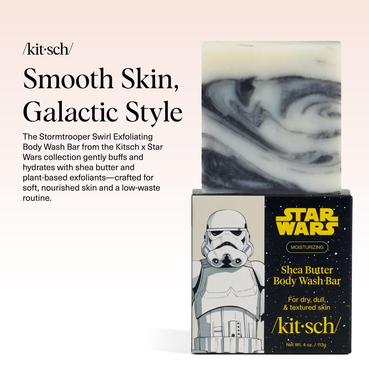 Kitsch Shea Butter Exfoliating Body Wash x Star Wars Stormtrooper Design – Moisturizing Bar Soap, Gentle Soap Bar, Hydrates, Softens & Soothes Skin, Paraben, Silicone & Sulfate-Free, 4 oz - görsel 3