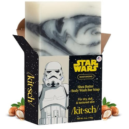 Kitsch Shea Butter Exfoliating Body Wash x Star Wars Stormtrooper Design – Moisturizing Bar Soap, Gentle Soap Bar, Hydrates, Softens & Soothes Skin, Paraben, Silicone & Sulfate-Free, 4 oz