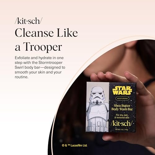 Kitsch Shea Butter Exfoliating Body Wash x Star Wars Stormtrooper Design – Moisturizing Bar Soap, Gentle Soap Bar, Hydrates, Softens & Soothes Skin, Paraben, Silicone & Sulfate-Free, 4 oz - görsel 16