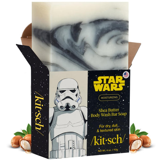 Kitsch Shea Butter Exfoliating Body Wash x Star Wars Stormtrooper Design – Moisturizing Bar Soap, Gentle Soap Bar, Hydrates, Softens & Soothes Skin, Paraben, Silicone & Sulfate-Free, 4 oz
