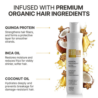 Fashion Gold Keratin Hair Treatment – At-Home Hair Botox & Brazilian Straightening (150g, Up to 3 Uses) Avelisse