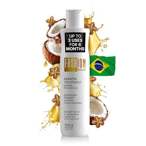 Fashion Gold Keratin Hair Treatment – At-Home Hair Botox & Brazilian Straightening (150g, Up to 3 Uses) Avelisse