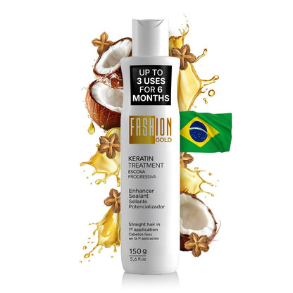 Fashion Gold Keratin Hair Treatment – At-Home Hair Botox & Brazilian Straightening (150g, Up to 3 Uses) Avelisse