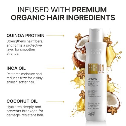 Fashion Gold Keratin Hair Treatment – At-Home Hair Botox & Brazilian Straightening (150g, Up to 3 Uses) Avelisse