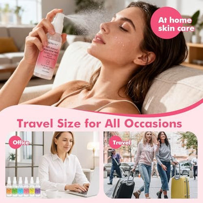 KONEUK Skincare Refreshing Face Mist Kit – Long-Lasting Hydration & Soothing Facial Spray for Glowing Skin, 6-Pack Travel Size (2.02 fl oz each)