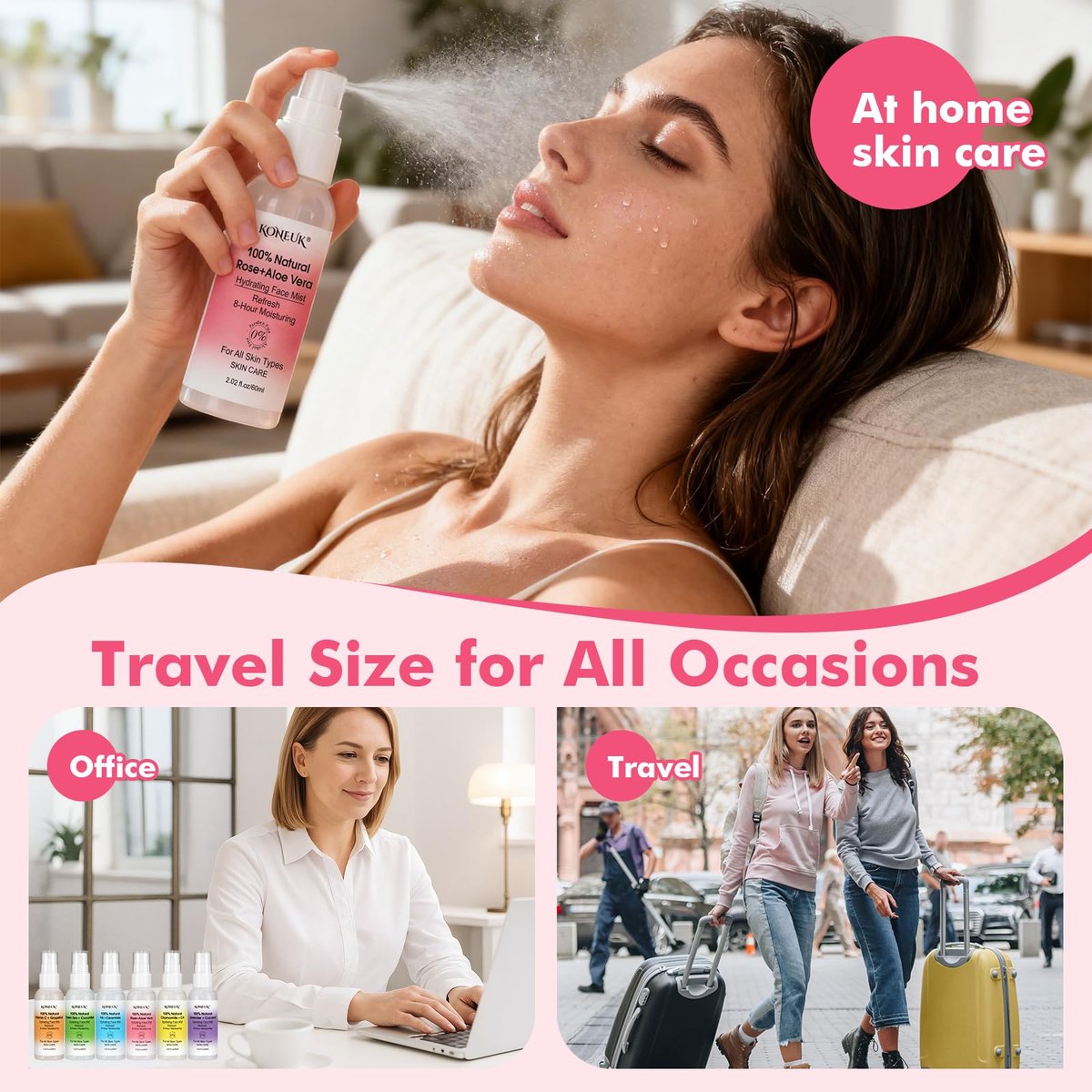 KONEUK Skincare Refreshing Face Mist Kit – Long-Lasting Hydration & Soothing Facial Spray for Glowing Skin, 6-Pack Travel Size (2.02 fl oz each) - görsel 11