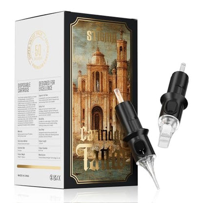 STIGMA Tattoo Needles Assorted Sizes 50 Pcs - 0.35mm Disposable Cartridge Needles Kit (3RL, 5RL, 7RL, 9RL, 5RS, 7RS, 9RS, 7RM, 9RM, 9M1) - EN05X-50KIT-G Avelisse