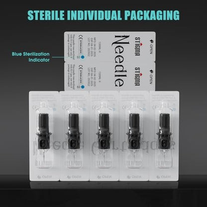 STIGMA Tattoo Needles Assorted Sizes 50 Pcs - 0.35mm Disposable Cartridge Needles Kit (3RL, 5RL, 7RL, 9RL, 5RS, 7RS, 9RS, 7RM, 9RM, 9M1) - EN05X-50KIT-G Avelisse