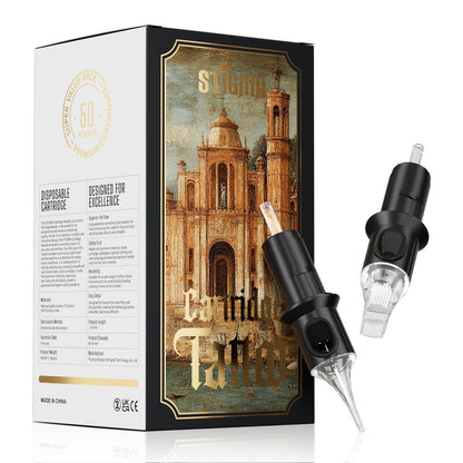 STIGMA Tattoo Needles Assorted Sizes 50 Pcs - 0.35mm Disposable Cartridge Needles Kit (3RL, 5RL, 7RL, 9RL, 5RS, 7RS, 9RS, 7RM, 9RM, 9M1) - EN05X-50KIT-G Avelisse