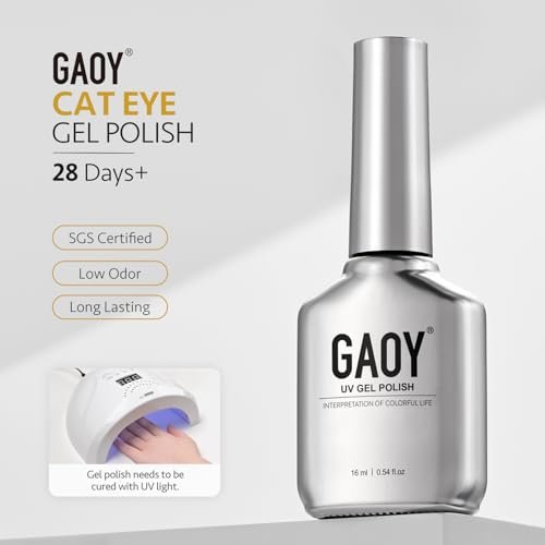 GAOY Golden Cat Eye Gel Nail Polish - 16ml Holographic Glitter Jelly UV Gel with Magnet - Reflective Translucent Shimmer - 4153 Rustling Ginkgo - görsel 12
