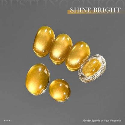 GAOY Golden Cat Eye Gel Nail Polish - 16ml Holographic Glitter Jelly UV Gel with Magnet - Reflective Translucent Shimmer - 4153 Rustling Ginkgo