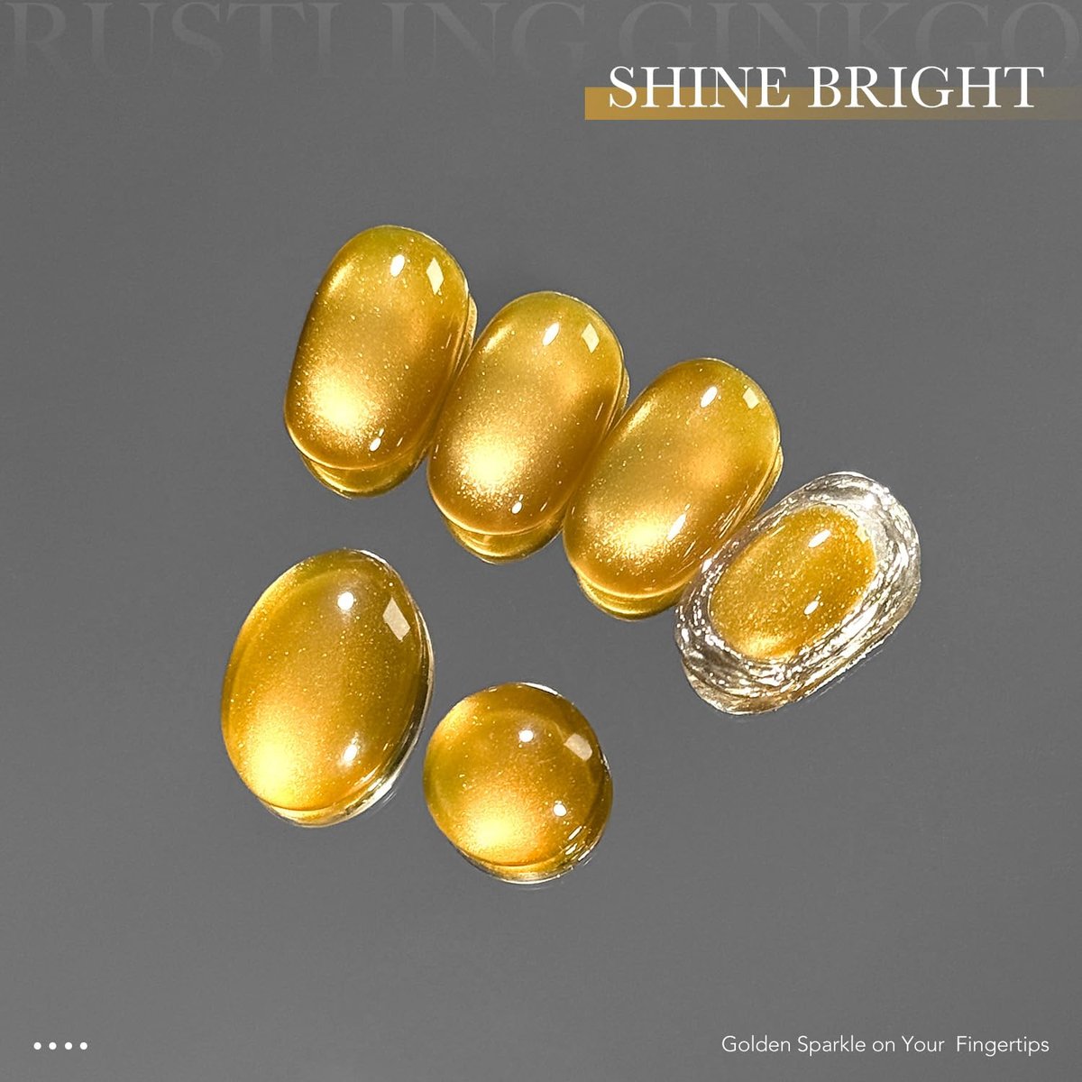 GAOY Golden Cat Eye Gel Nail Polish - 16ml Holographic Glitter Jelly UV Gel with Magnet - Reflective Translucent Shimmer - 4153 Rustling Ginkgo - görsel 5