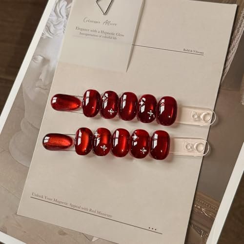GAOY Red Cat Eye Gel Nail Polish - 16ml Holographic Glitter Jelly UV Gel with Magnet, Reflective Translucent Finish - Crimson Allure 4200 - görsel 6