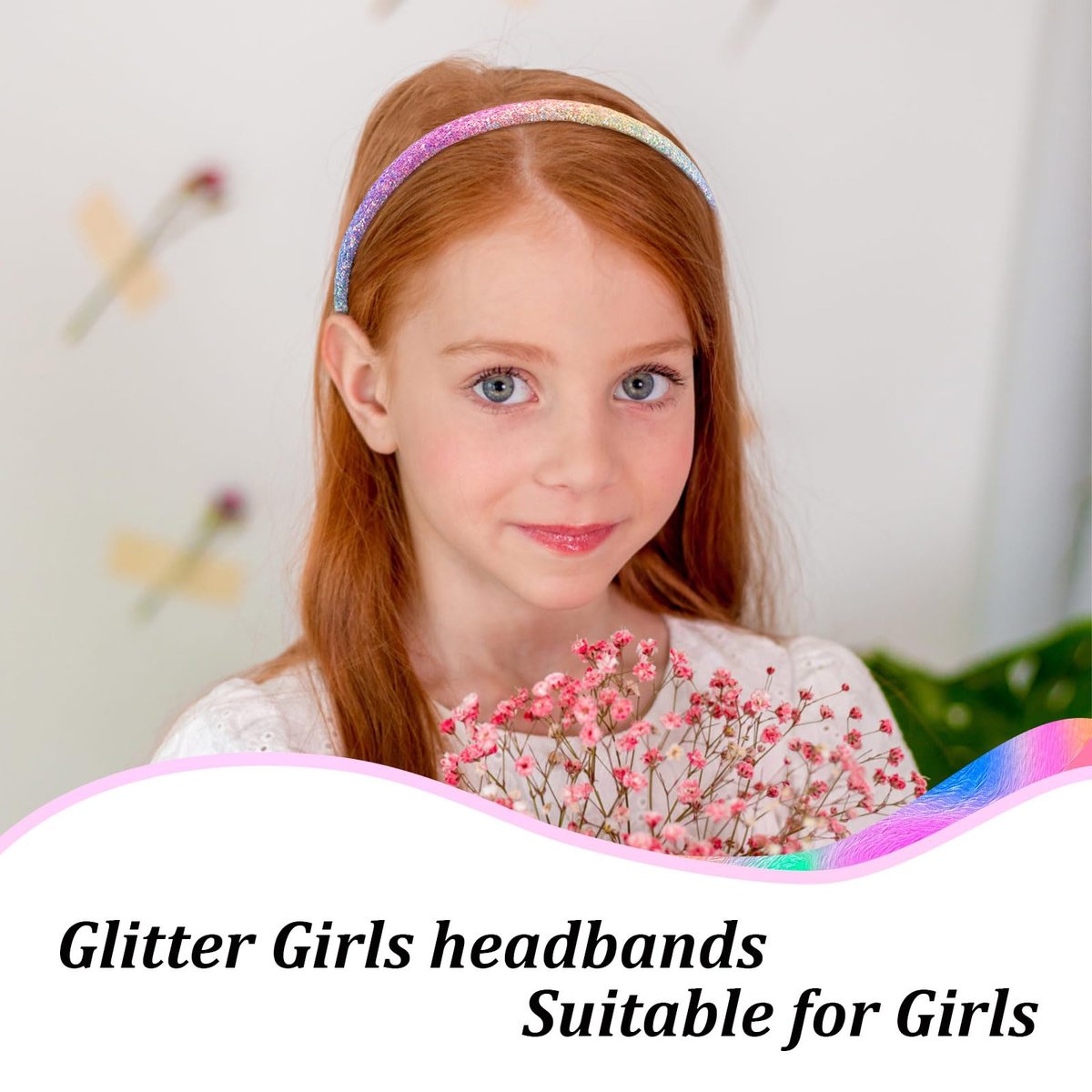 Tihebax 4Pcs Glitter Sequin Headbands for Girls, Kids, Toddlers - Non-Slip Sparkly Rainbow Hairbands for Daily Wear - görsel 9