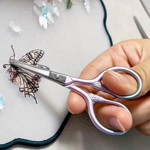 GEMGIMY Precision Beauty Scissors for Facial Hair, Eyebrow, Eyelash, Beard & Moustache Trimming - 3.5 Inch Stainless Steel Multi-Functional Scissors for Grooming, Sewing, Embroidery, Crochet & DIY Crafts (2-Pack, Pink & Blue) - görsel 12