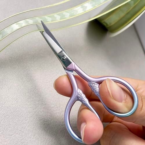 GEMGIMY Precision Beauty Scissors for Facial Hair, Eyebrow, Eyelash, Beard & Moustache Trimming - 3.5 Inch Stainless Steel Multi-Functional Scissors for Grooming, Sewing, Embroidery, Crochet & DIY Crafts (2-Pack, Pink & Blue) - görsel 10