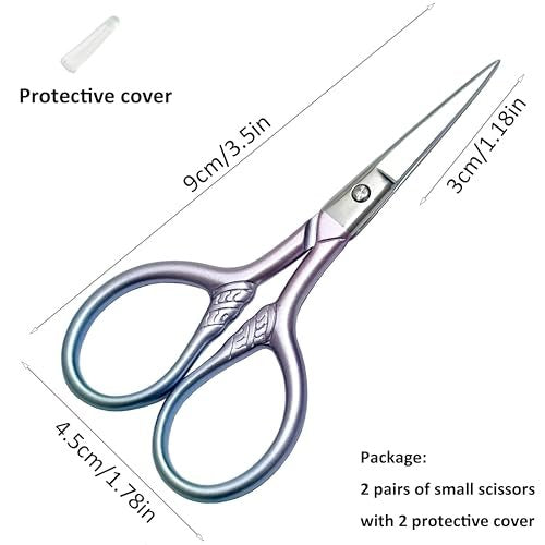 GEMGIMY Precision Beauty Scissors for Facial Hair, Eyebrow, Eyelash, Beard & Moustache Trimming - 3.5 Inch Stainless Steel Multi-Functional Scissors for Grooming, Sewing, Embroidery, Crochet & DIY Crafts (2-Pack, Pink & Blue) - görsel 8