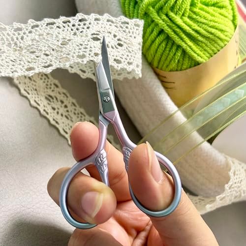 GEMGIMY Precision Beauty Scissors for Facial Hair, Eyebrow, Eyelash, Beard & Moustache Trimming - 3.5 Inch Stainless Steel Multi-Functional Scissors for Grooming, Sewing, Embroidery, Crochet & DIY Crafts (2-Pack, Pink & Blue) - görsel 16