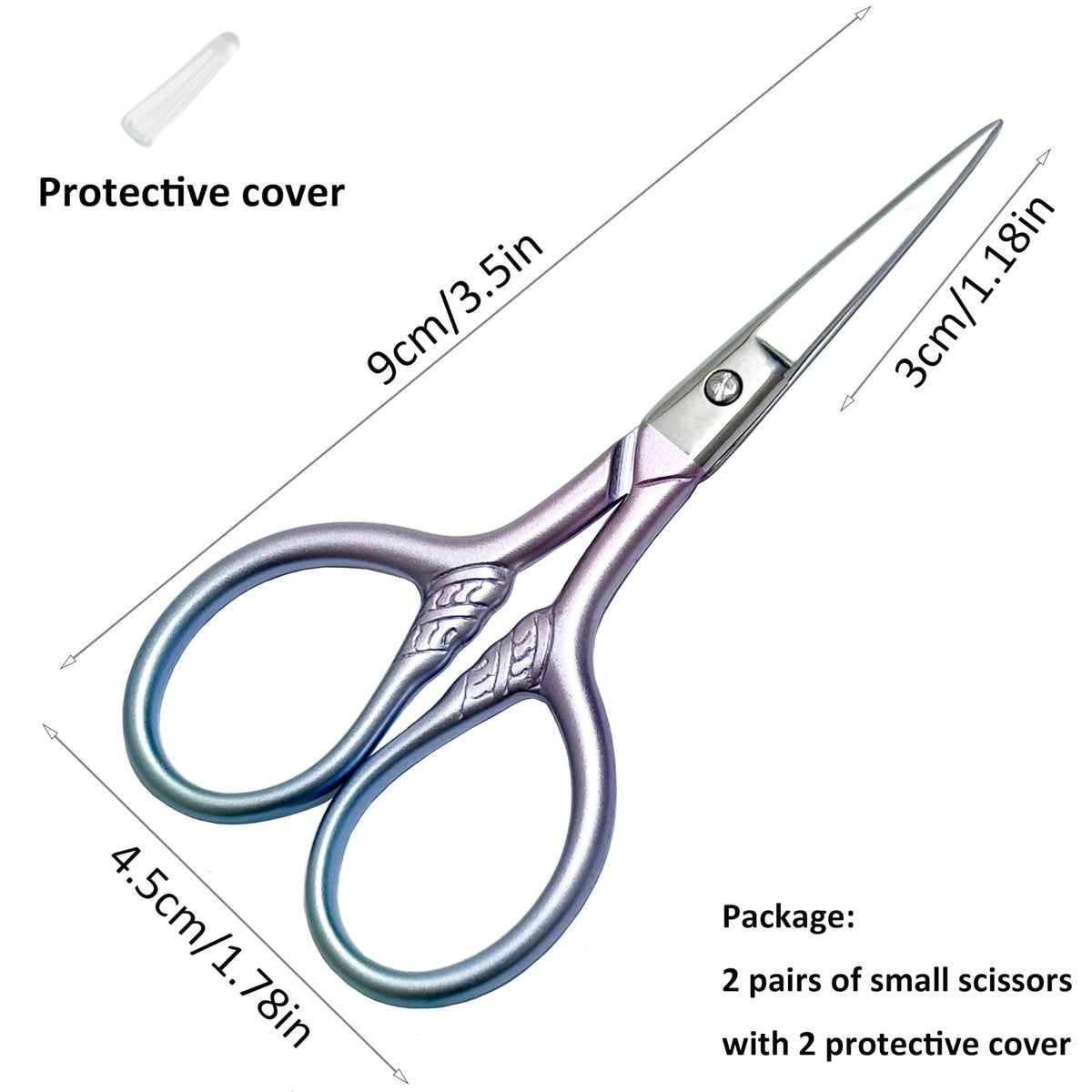 GEMGIMY Precision Beauty Scissors for Facial Hair, Eyebrow, Eyelash, Beard & Moustache Trimming - 3.5 Inch Stainless Steel Multi-Functional Scissors for Grooming, Sewing, Embroidery, Crochet & DIY Crafts (2-Pack, Pink & Blue) - görsel 7