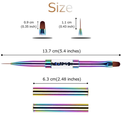 Ycyan Dual-Ended UV Gel Nail Brush with Rhinestone Handle - Rainbow Nail Art Liner & Polygel Brush for Professional & Home Use Avelisse
