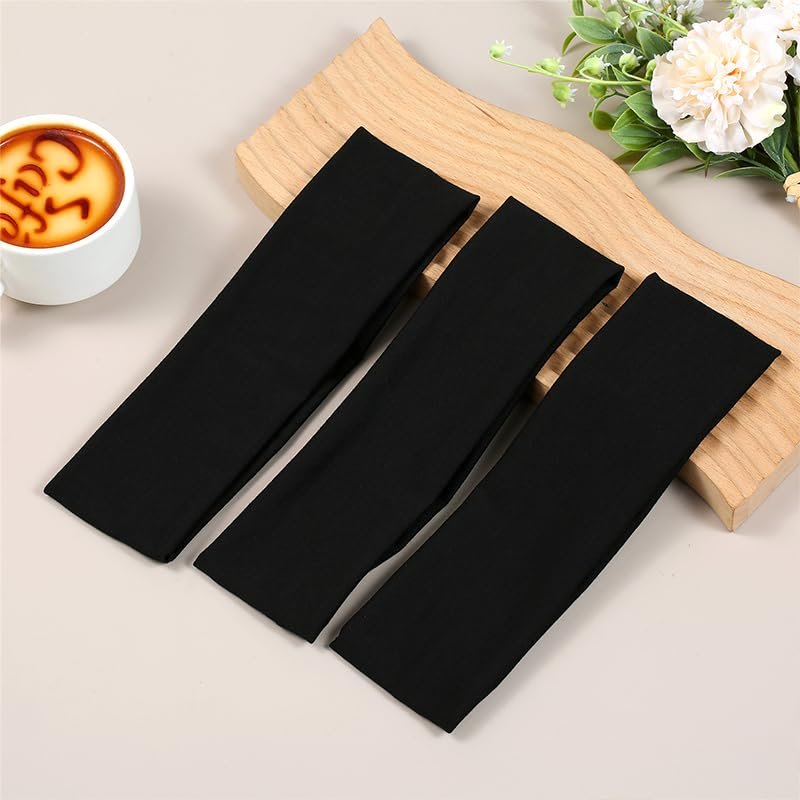 JCKHXG 3-Pack Black Non-Slip Headbands for Women - Soft Cotton Stretchy Thick Headbands for Running, Exercise & Daily Wear - görsel 7