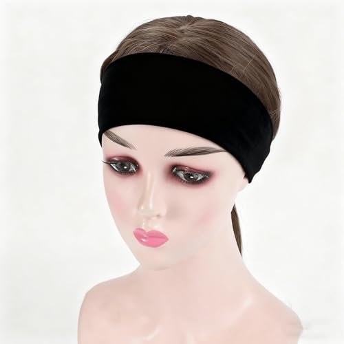 JCKHXG 3-Pack Black Non-Slip Headbands for Women - Soft Cotton Stretchy Thick Headbands for Running, Exercise & Daily Wear - görsel 5