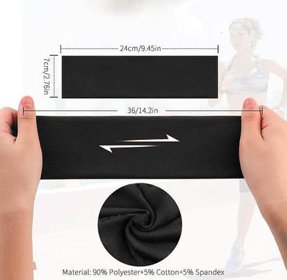 JCKHXG 3-Pack Black Non-Slip Headbands for Women - Soft Cotton Stretchy Thick Headbands for Running, Exercise & Daily Wear