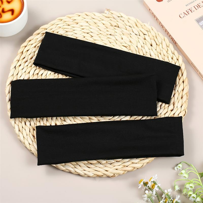 JCKHXG 3-Pack Black Non-Slip Headbands for Women - Soft Cotton Stretchy Thick Headbands for Running, Exercise & Daily Wear - görsel 9