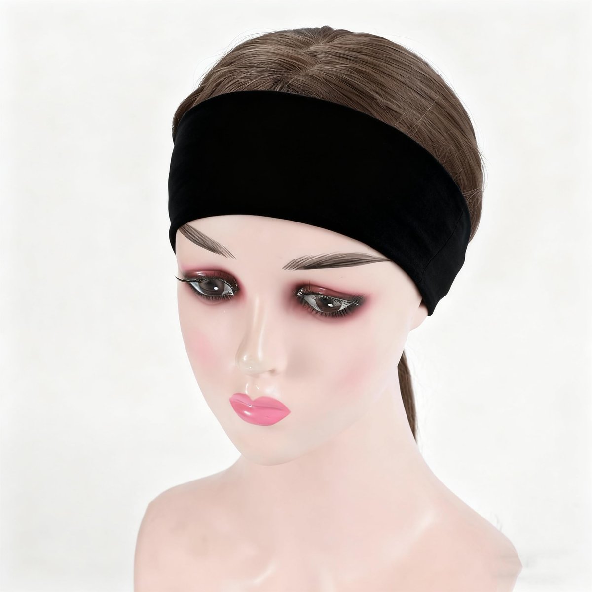 JCKHXG 3-Pack Black Non-Slip Headbands for Women - Soft Cotton Stretchy Thick Headbands for Running, Exercise & Daily Wear - görsel 4