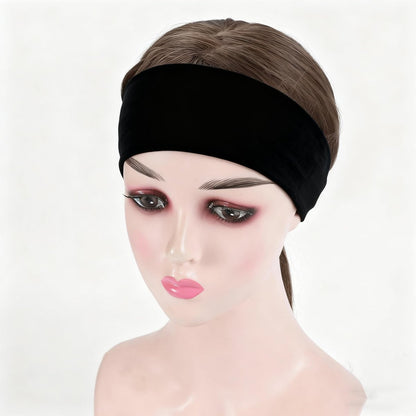 JCKHXG 3-Pack Black Non-Slip Headbands for Women - Soft Cotton Stretchy Thick Headbands for Running, Exercise & Daily Wear