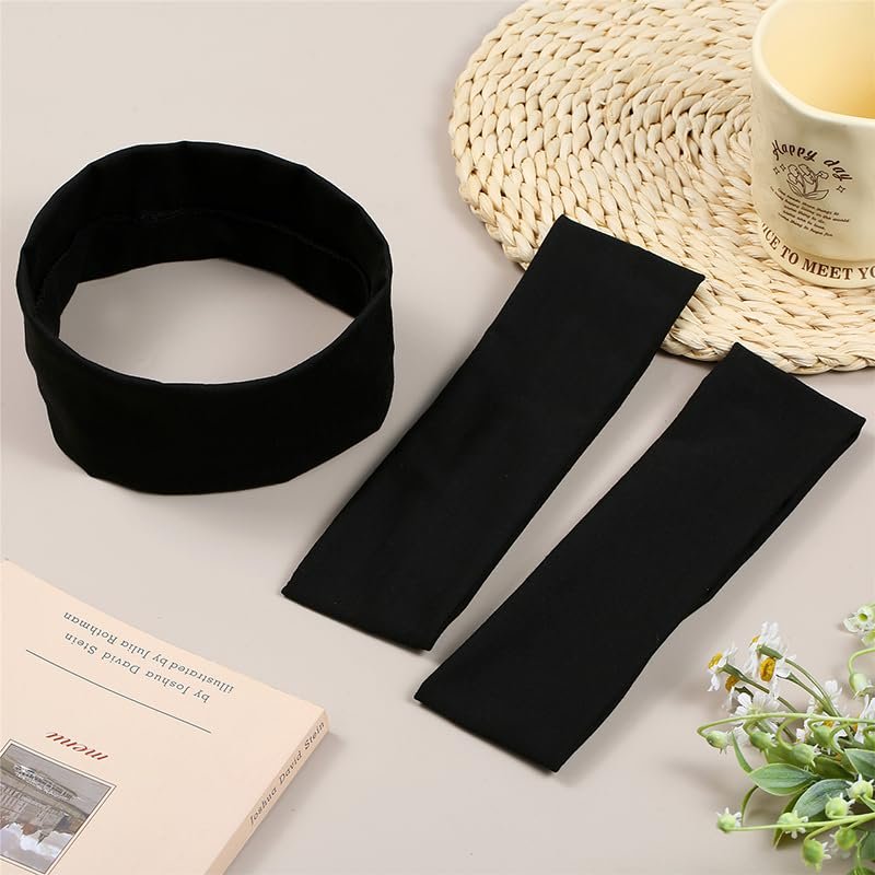 JCKHXG 3-Pack Black Non-Slip Headbands for Women - Soft Cotton Stretchy Thick Headbands for Running, Exercise & Daily Wear - görsel 8