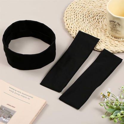 JCKHXG 3-Pack Black Non-Slip Headbands for Women - Soft Cotton Stretchy Thick Headbands for Running, Exercise & Daily Wear