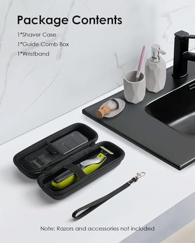 FINETCH Hard Travel Case for OBlade QP2520/QP2530/QP2620/QP2630 – Waterproof Portable Storage Bag for OBlade Hybrid Electric Trimmer & Braun Series Shaver