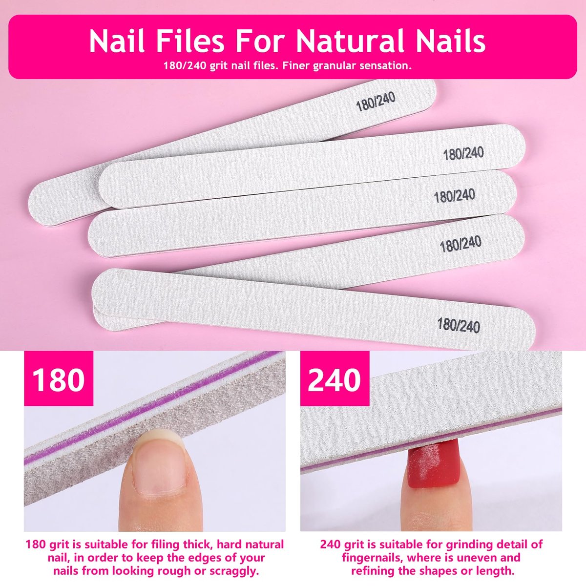 FANDAMEI Manicure Kit for Women - Complete Nail Care Kit with Glass Nail File, 5pcs 180/240 Grit Nail Files, Cuticle Oil, Trimmer, Pusher, Manicure Set, Nail Prep Kit (Pink) Avelisse
