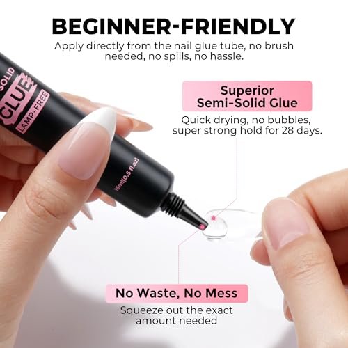 Luckyfairy 15g Nail Glue for Press Ons with 10ml Nail Glue Remover - Quick Dry Super Strong Semi Solid Glue, No Lamp Needed, Gentle Non-Acetone Remover - görsel 8