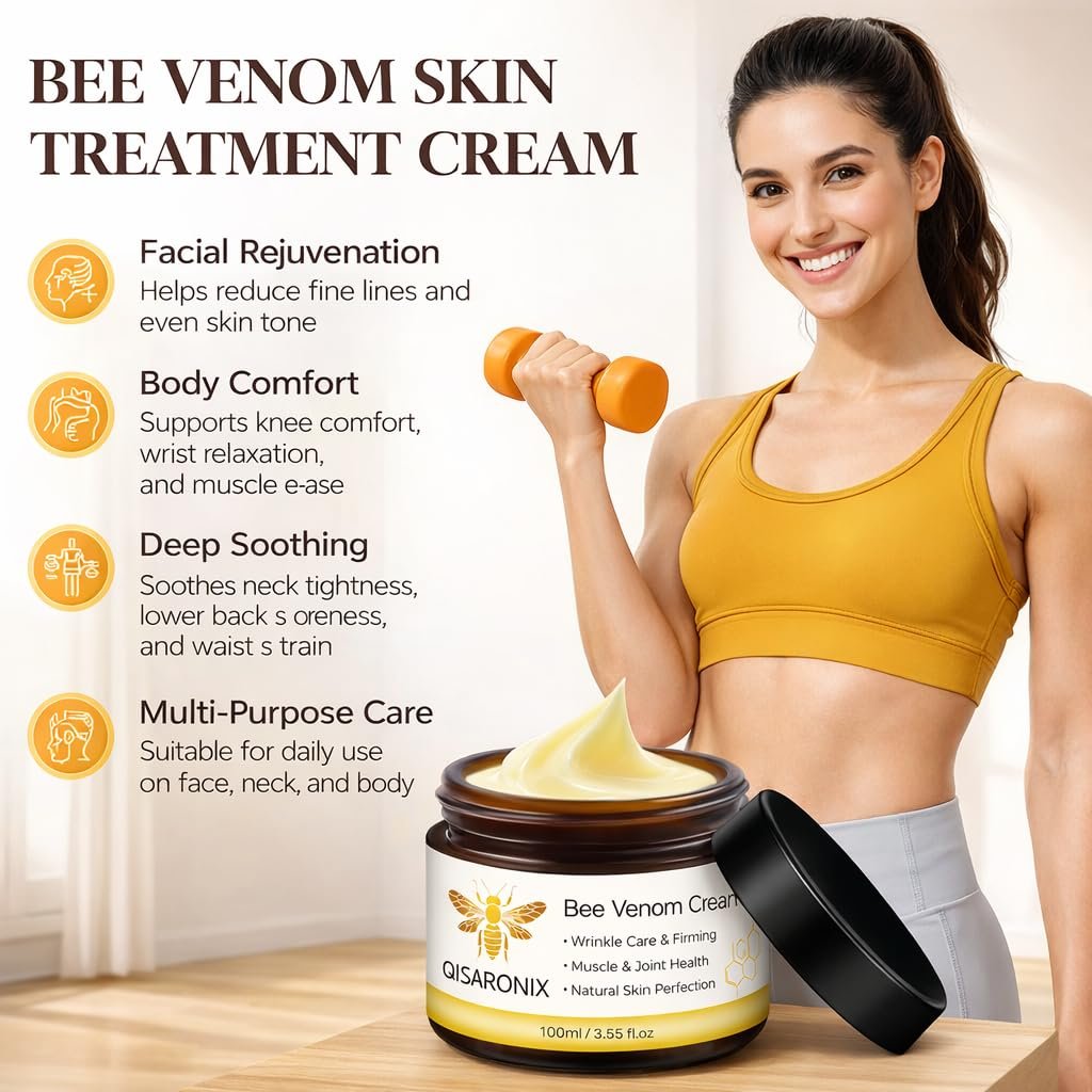 QISARONIX Bee Venom Cream 2-Pack – Lightweight Daily Moisturizer for Face, Neck & Body – Fast-Absorbing, Non-Greasy Cosmetic Cream for Daily Skin Comfort - görsel 3
