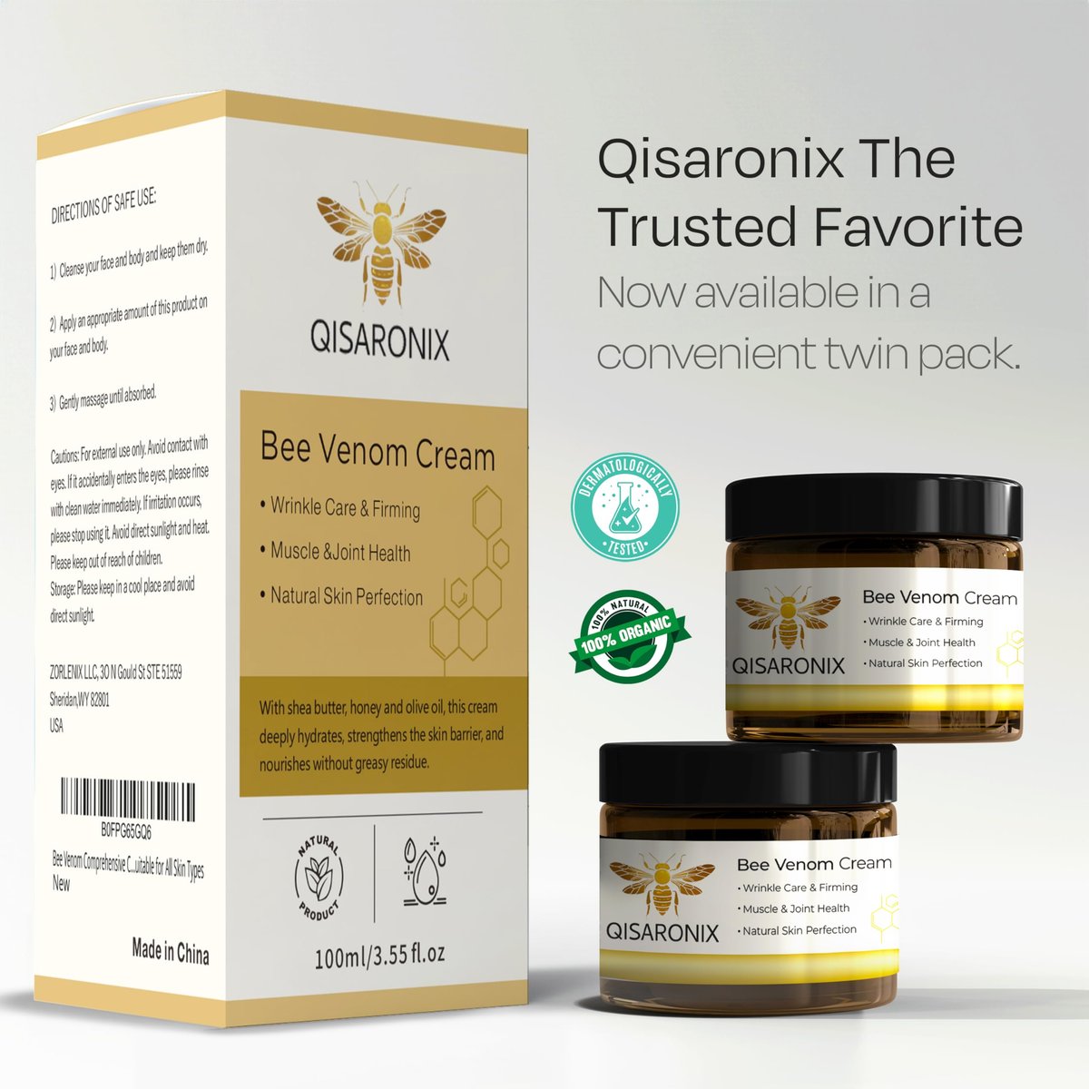 QISARONIX Bee Venom Cream 2-Pack – Lightweight Daily Moisturizer for Face, Neck & Body – Fast-Absorbing, Non-Greasy Cosmetic Cream for Daily Skin Comfort - görsel 15