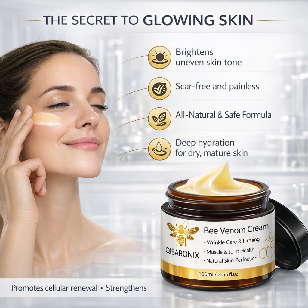 QISARONIX Bee Venom Cream 2-Pack – Lightweight Daily Moisturizer for Face, Neck & Body – Fast-Absorbing, Non-Greasy Cosmetic Cream for Daily Skin Comfort - görsel 5