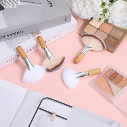 Matwsec 4-Piece Fan Brush Set - Soft Nylon Blush & Powder Brushes for Flawless Makeup Application